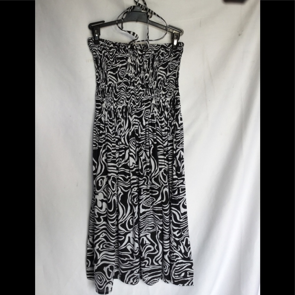 NWT One size bandeau sundress dress black white